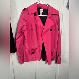 Chico's Fuchsia Pink Pea. Lightweight Jacket SZ 1 EUC